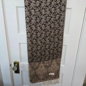 Fall Pashmina Brown And Tan 100% Cashmere